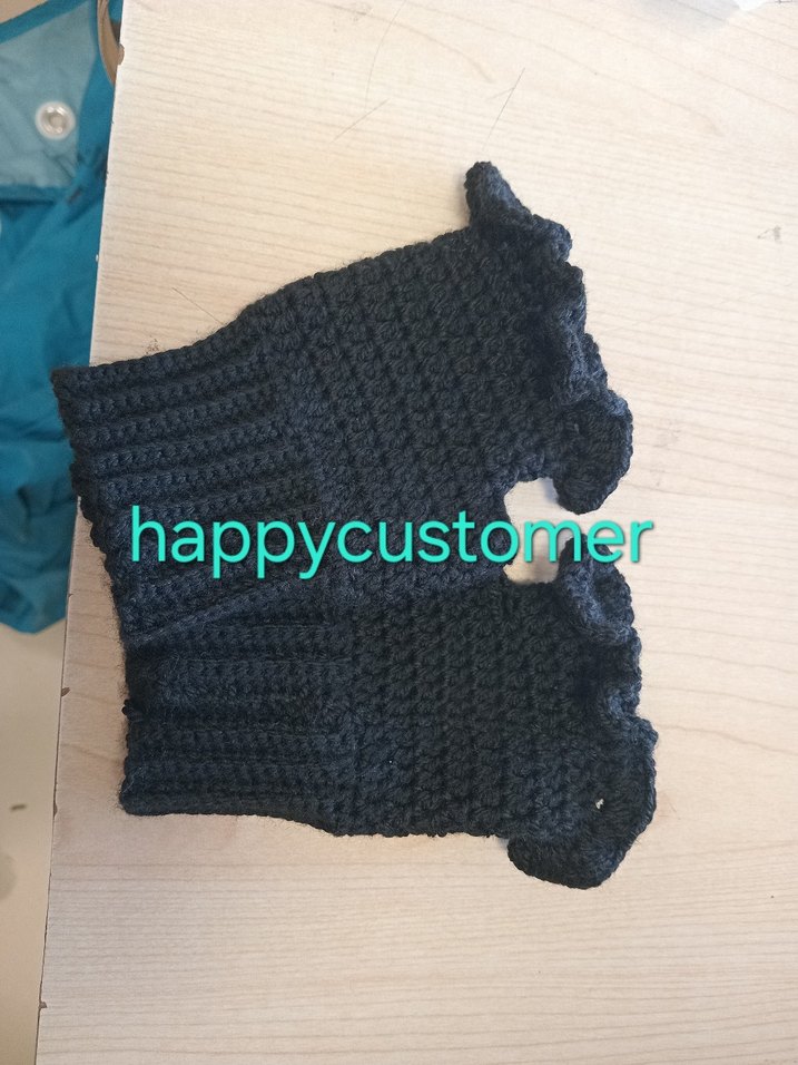 Siyah Örgü Parmaksız Kadın Eldiveni - Görsel 3