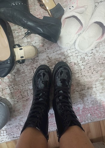 Yılan Desenli Siyah Platform Topuklu Goth - Görsel 5