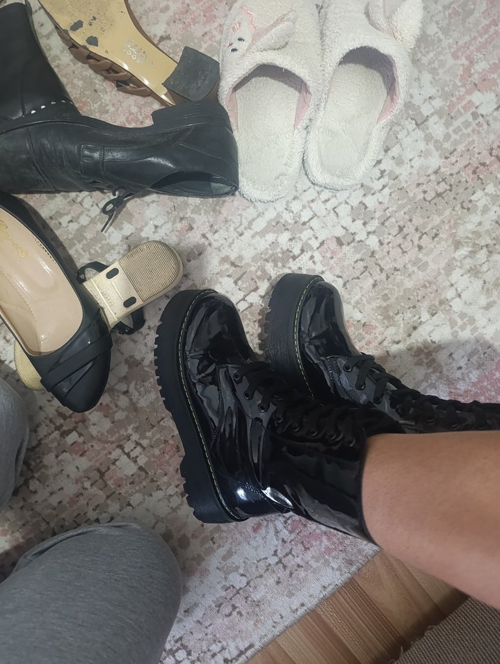 Yılan Desenli Siyah Platform Topuklu Goth - Görsel 3