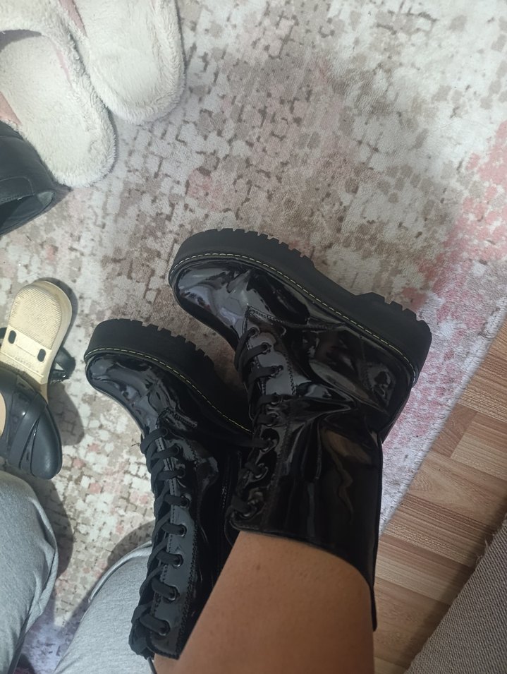 Yılan Desenli Siyah Platform Topuklu Goth - Görsel 4