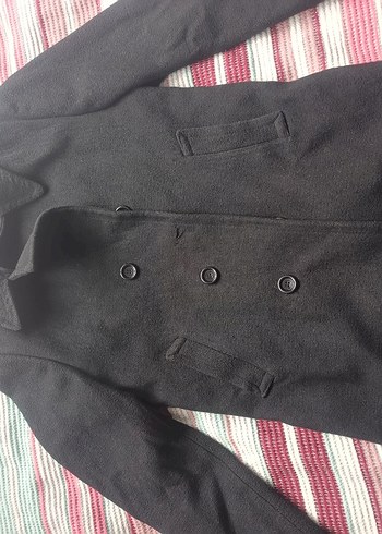 Gri Düğmeli Kadın Midi Kaban - Görsel 2