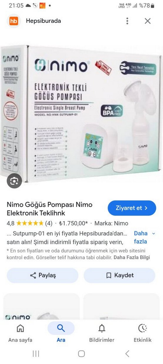Beyaz Elektrikli Göğüs Pompası - Görsel 3