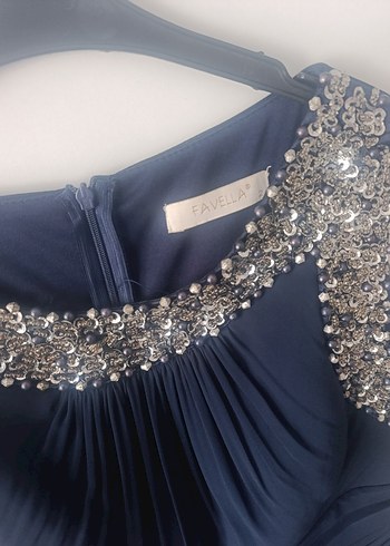 Parlak Lacivert Drapeli Uzun Abiye Elbise - Görsel 5