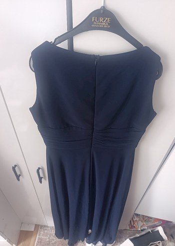 Parlak Lacivert Drapeli Uzun Abiye Elbise - Görsel 7