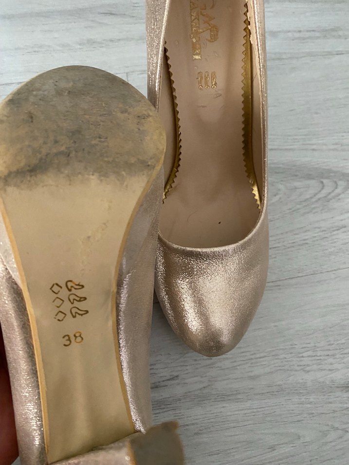 Altın Rengi Kadın Topuklu abiye ayakkabı - Görsel 4