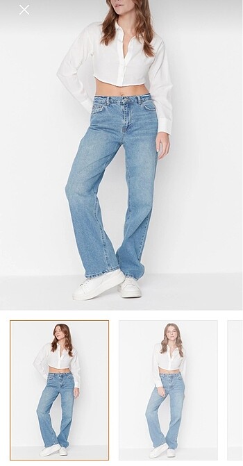 trendyolmilla mavi wide leg jean