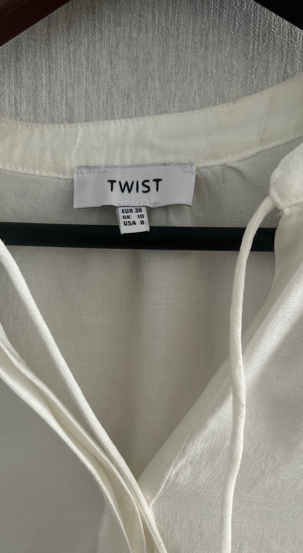 Nakışlı Beyaz Keten Bohem Uzun Kollu Gömlek - Görsel 2