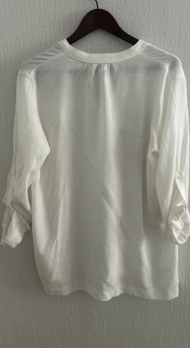 Nakışlı Beyaz Keten Bohem Uzun Kollu Gömlek - Görsel 4