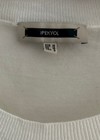 Kadın Beyaz Kısa Kollu Pamuklu Triko - Görsel 3