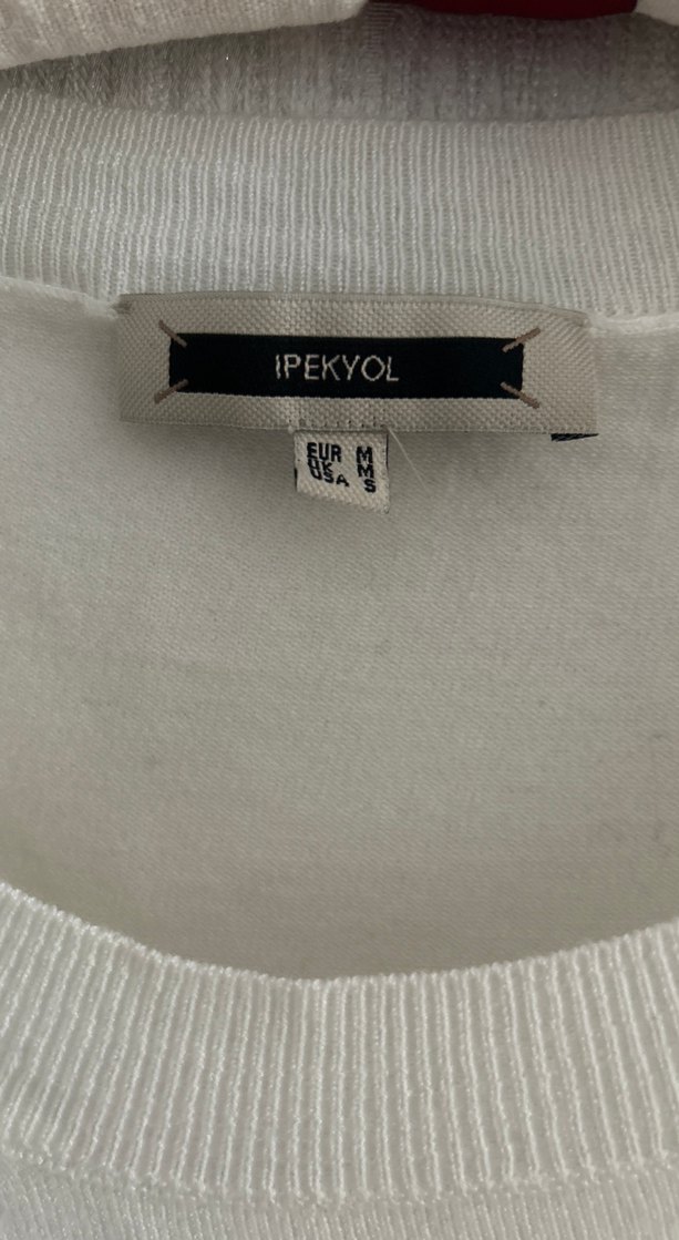 Kadın Beyaz Kısa Kollu Pamuklu Triko - Görsel 3