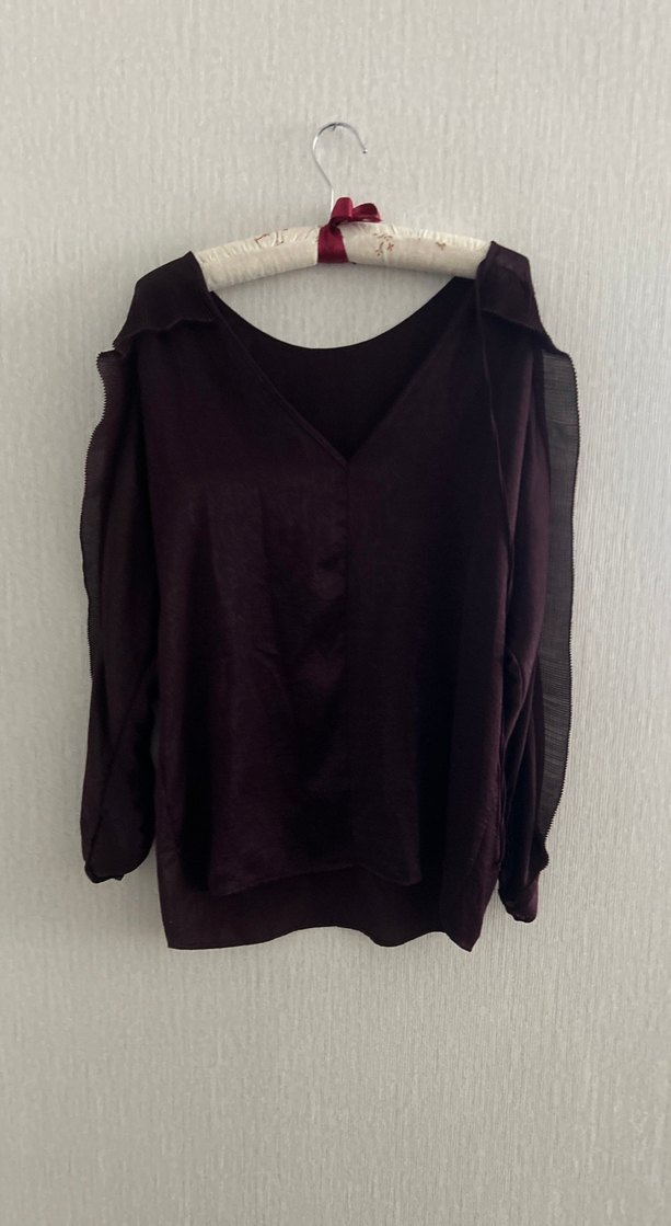 Ipekyol bordo saten bluz - Görsel 3