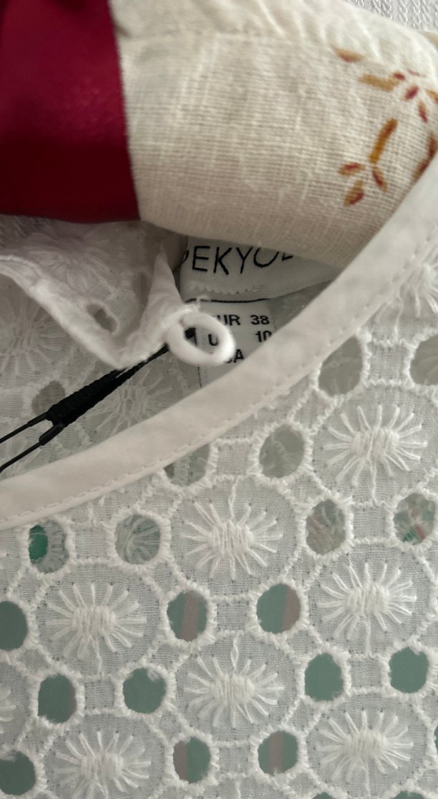 Dantel ve Nakış Detaylı Beyaz Bohem Bluz - Görsel 2