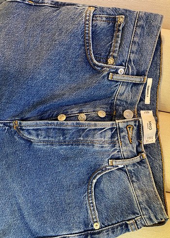 MNG Düğmeli Mavi Kadın Denim Midi Jean - Görsel 2