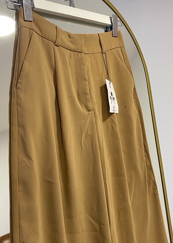 Parlak Kahverengi Midi Kadın Kumaş Pantolon - Görsel 2