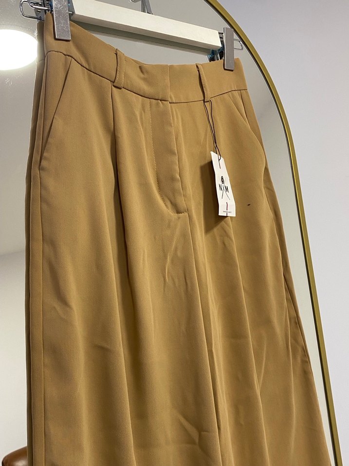 Parlak Kahverengi Midi Kadın Kumaş Pantolon - Görsel 2