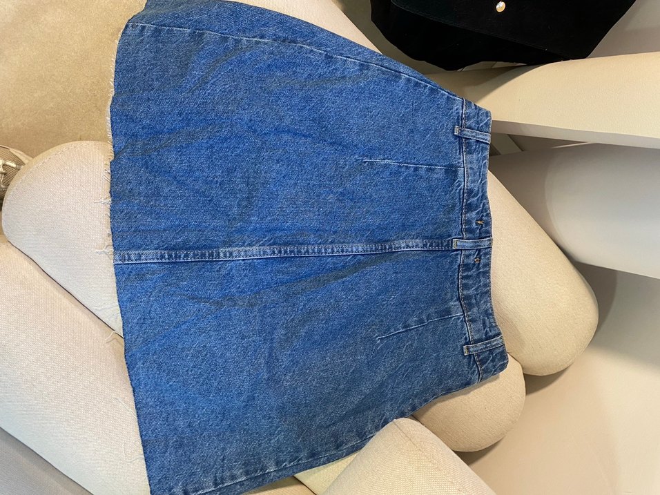 Düğmeli Mavi Denim Midi Etek - Görsel 3