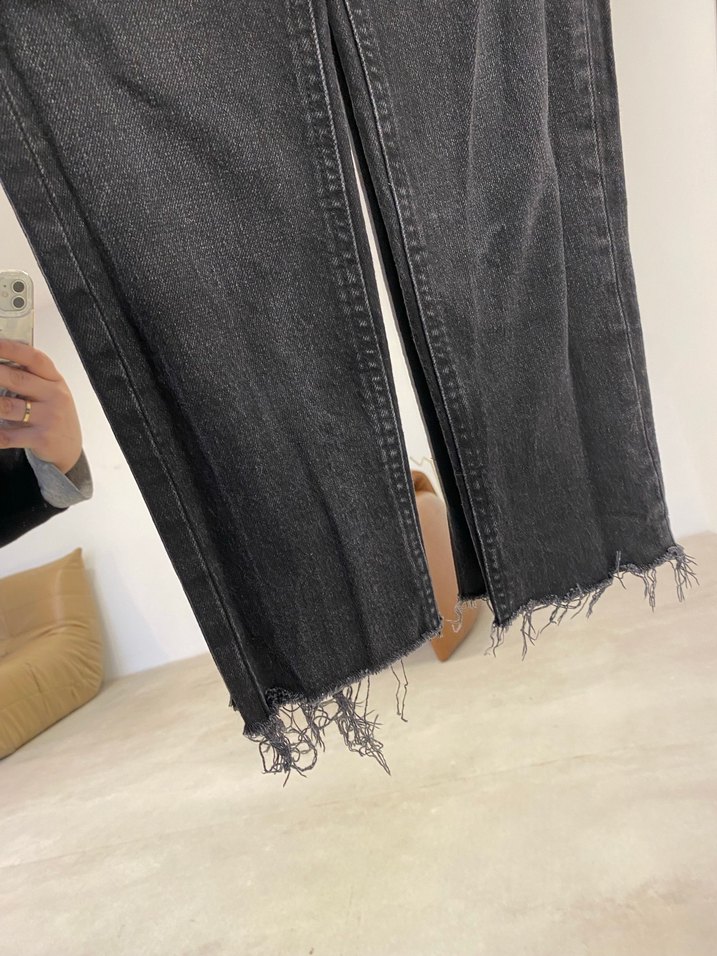 Kadın Siyah Baskılı Denim Pantolon - Görsel 3