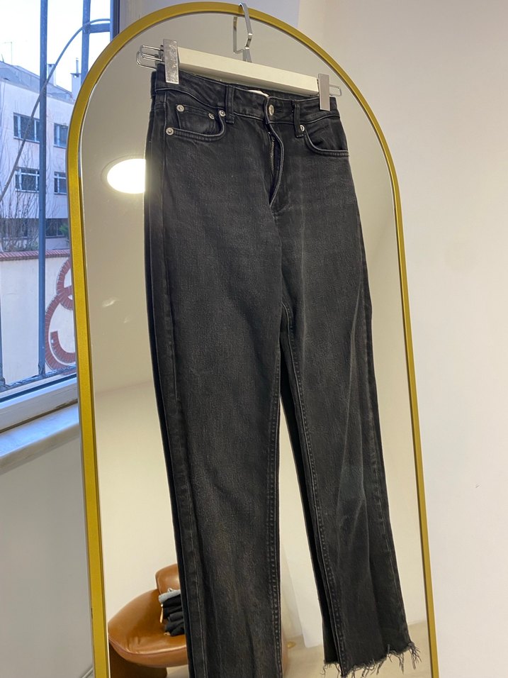 Kadın Siyah Baskılı Denim Pantolon - Görsel 4