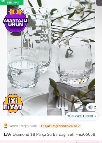 Beden LAV 18 Parça Cam Bardak Seti