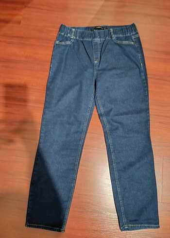 Kadın Koyu Mavi Kemerli Denim Pantolon