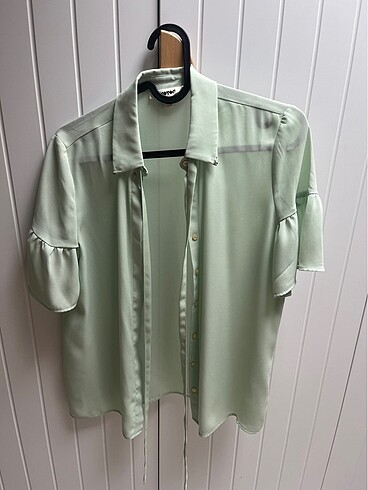 xs Beden Koton su yeşili gömlek bluz