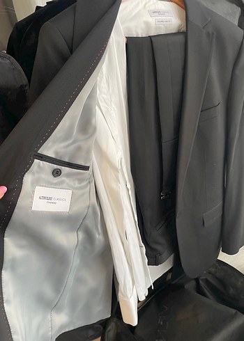 Siyah Erkek Ofis Takım Elbise, Düğmeli, Normal Boy - Görsel 2