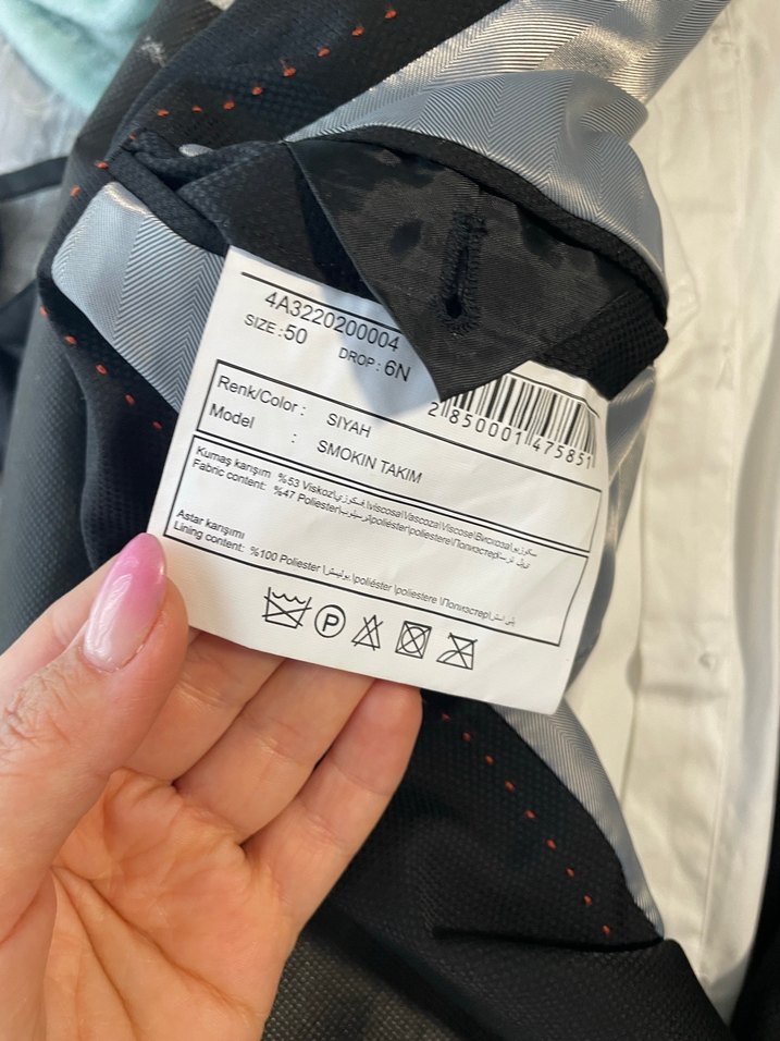 Siyah Erkek Ofis Takım Elbise, Düğmeli, Normal Boy - Görsel 5