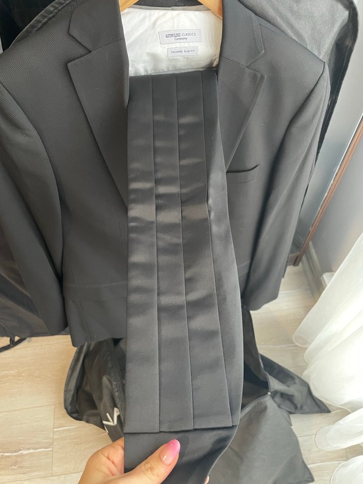 Siyah Erkek Ofis Takım Elbise, Düğmeli, Normal Boy - Görsel 3