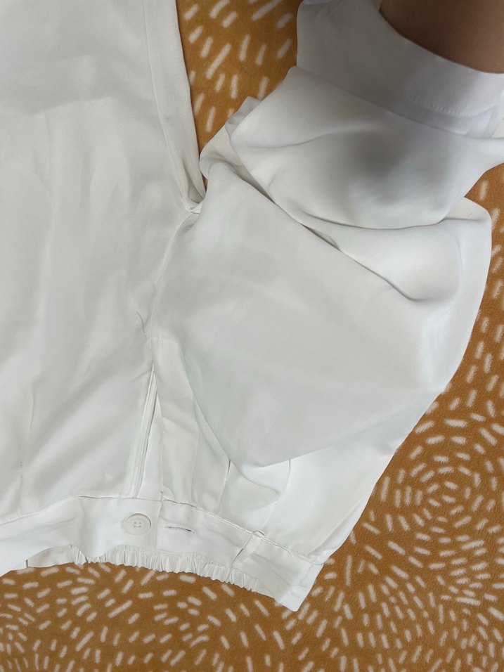 Beyaz Keten Rahat Kesim Kadın Pantolon - Görsel 2