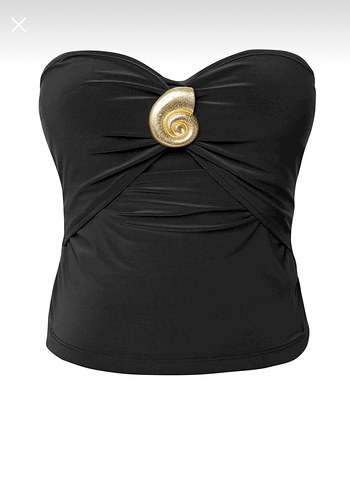 Siyah Straplez Uzun Drapeli Kadın Elbise - Görsel 3