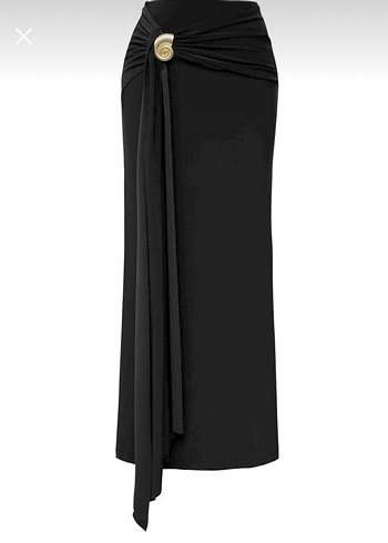 Siyah Straplez Uzun Drapeli Kadın Elbise - Görsel 2