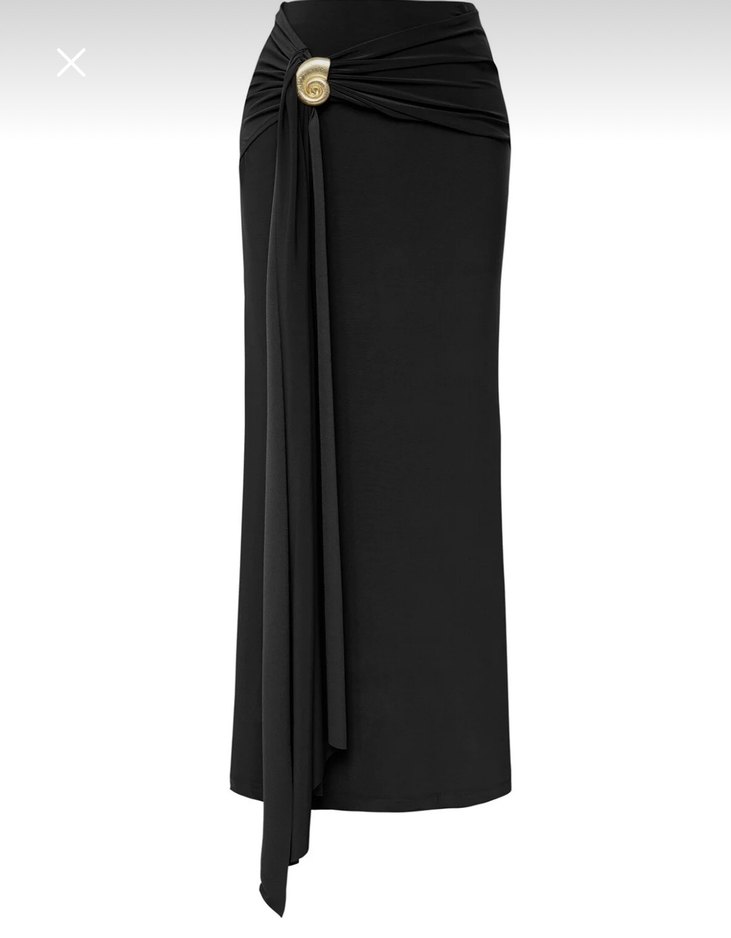 Siyah Straplez Uzun Drapeli Kadın Elbise - Görsel 2