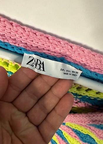 Zara Zara Renkli Bağcıklı Örgü Mini Hırka