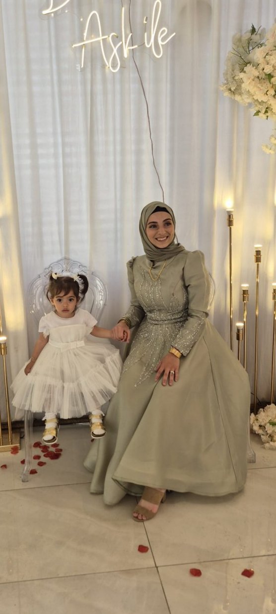 Mint Yeşili Nakışlı Uzun Kollu Abiye Elbise - Görsel 4