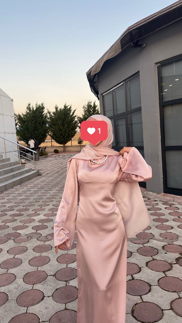 Pudra renk elbise - Görsel 2