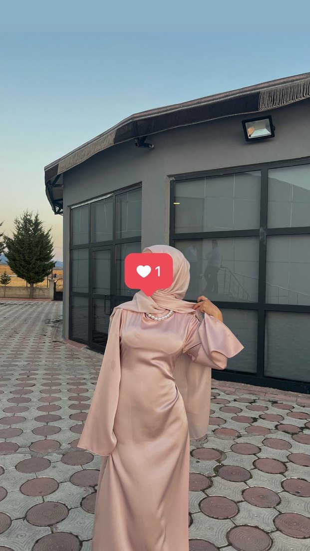 Pudra renk elbise - Görsel 4