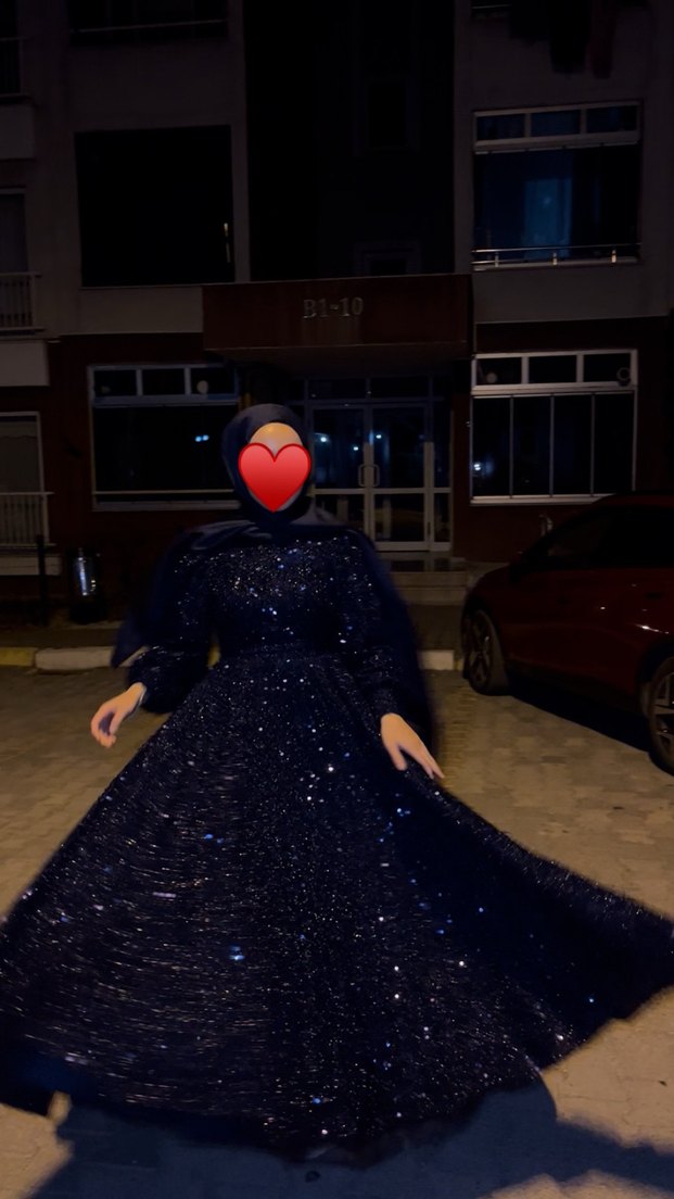 Lacivert elbise - Görsel 2