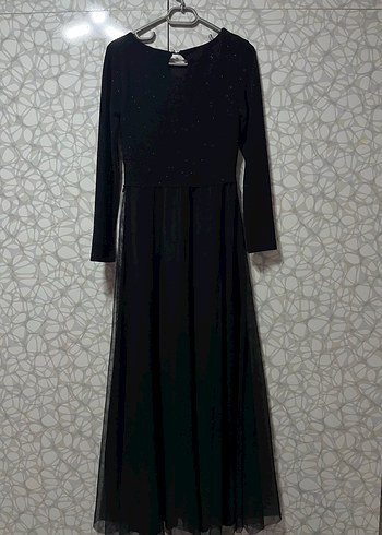 Siyah uzun elbise - Görsel 3