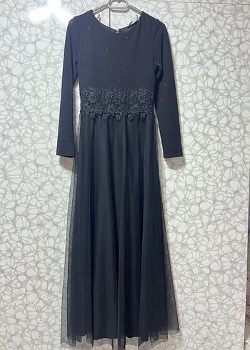 Siyah uzun elbise - Görsel 7