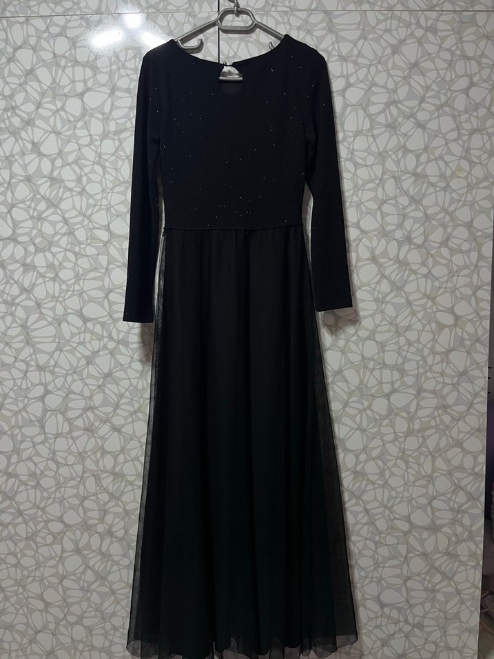 Siyah uzun elbise - Görsel 3