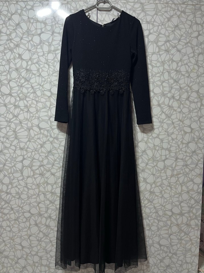 Siyah uzun elbise - Görsel 2