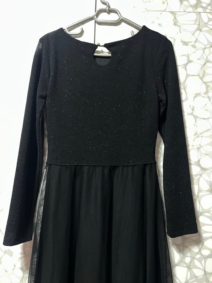 Siyah uzun elbise - Görsel 5