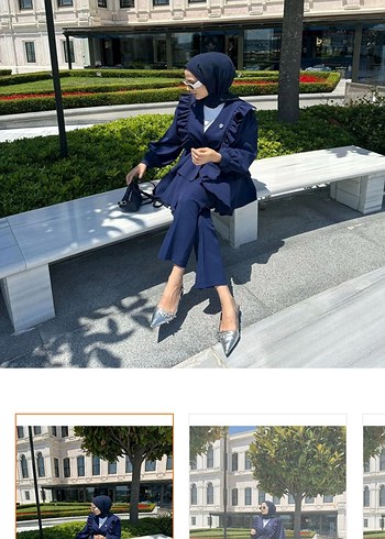 Kadın Lacivert Uzun Kollu Drapeli Takım - Görsel 8