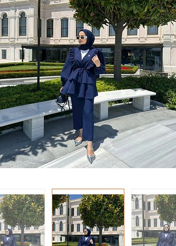 Kadın Lacivert Uzun Kollu Drapeli Takım - Görsel 9