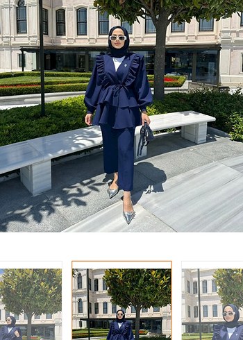 Kadın Lacivert Uzun Kollu Drapeli Takım - Görsel 7