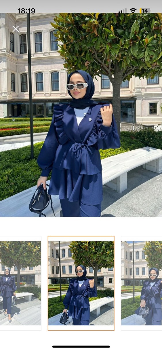 Kadın Lacivert Uzun Kollu Drapeli Takım - Görsel 5