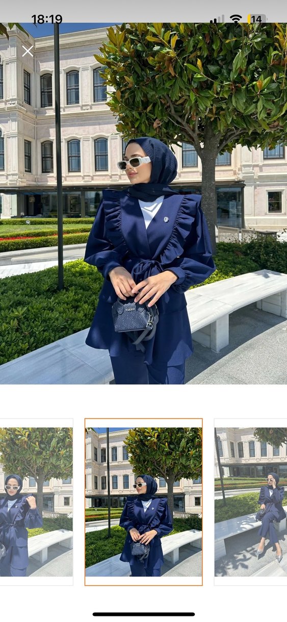 Kadın Lacivert Uzun Kollu Drapeli Takım - Görsel 3