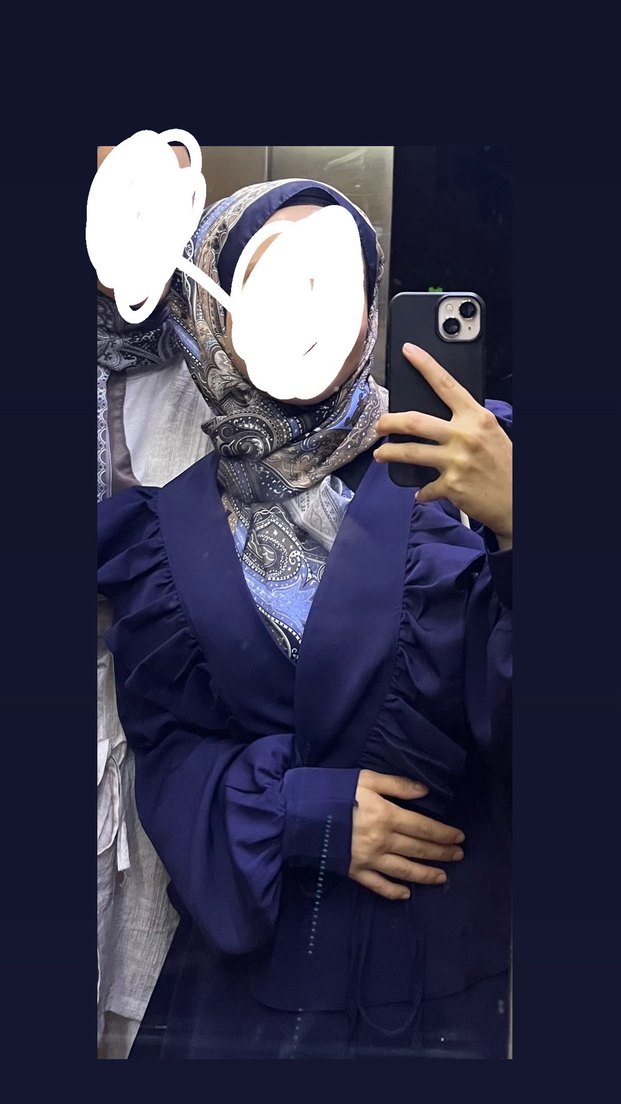 Kadın Lacivert Uzun Kollu Drapeli Takım - Görsel 2