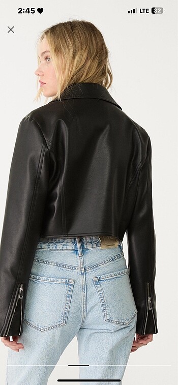 m Beden Stradivarius deri crop ceket
