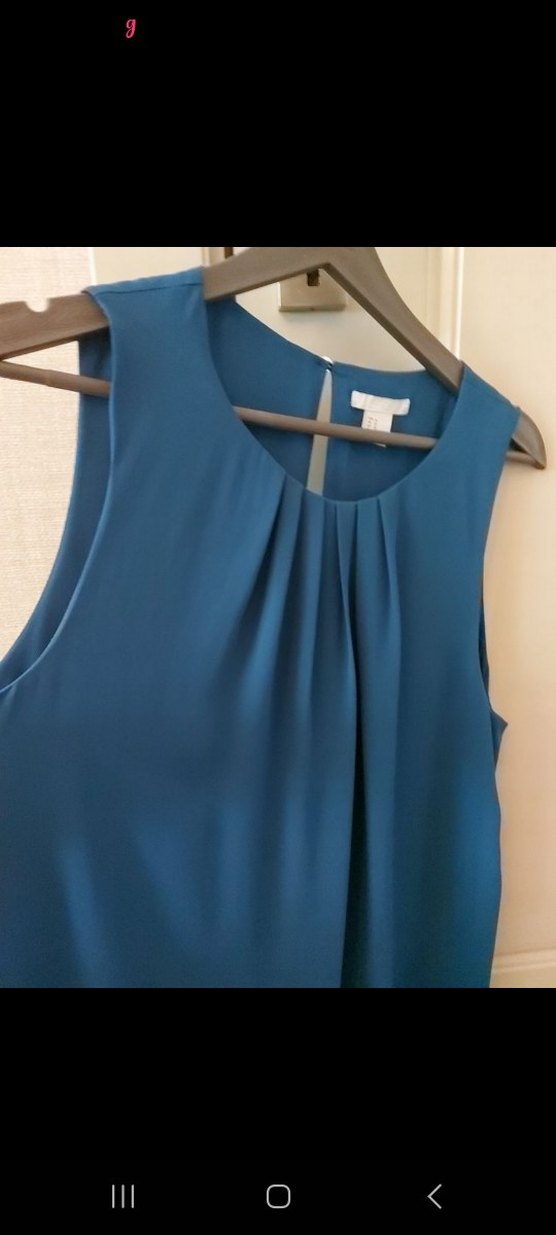 Mavi Dökümlü Kolsuz Elbise - Görsel 2